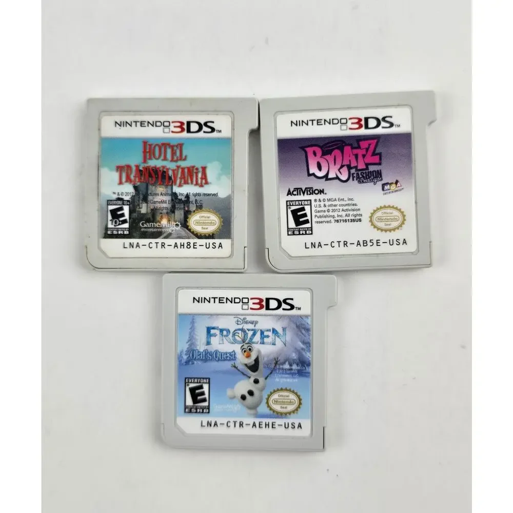 Nintendo 3DS Game Lot, Case, & OEM Charger Hotel Transylvania Bratz Frozen